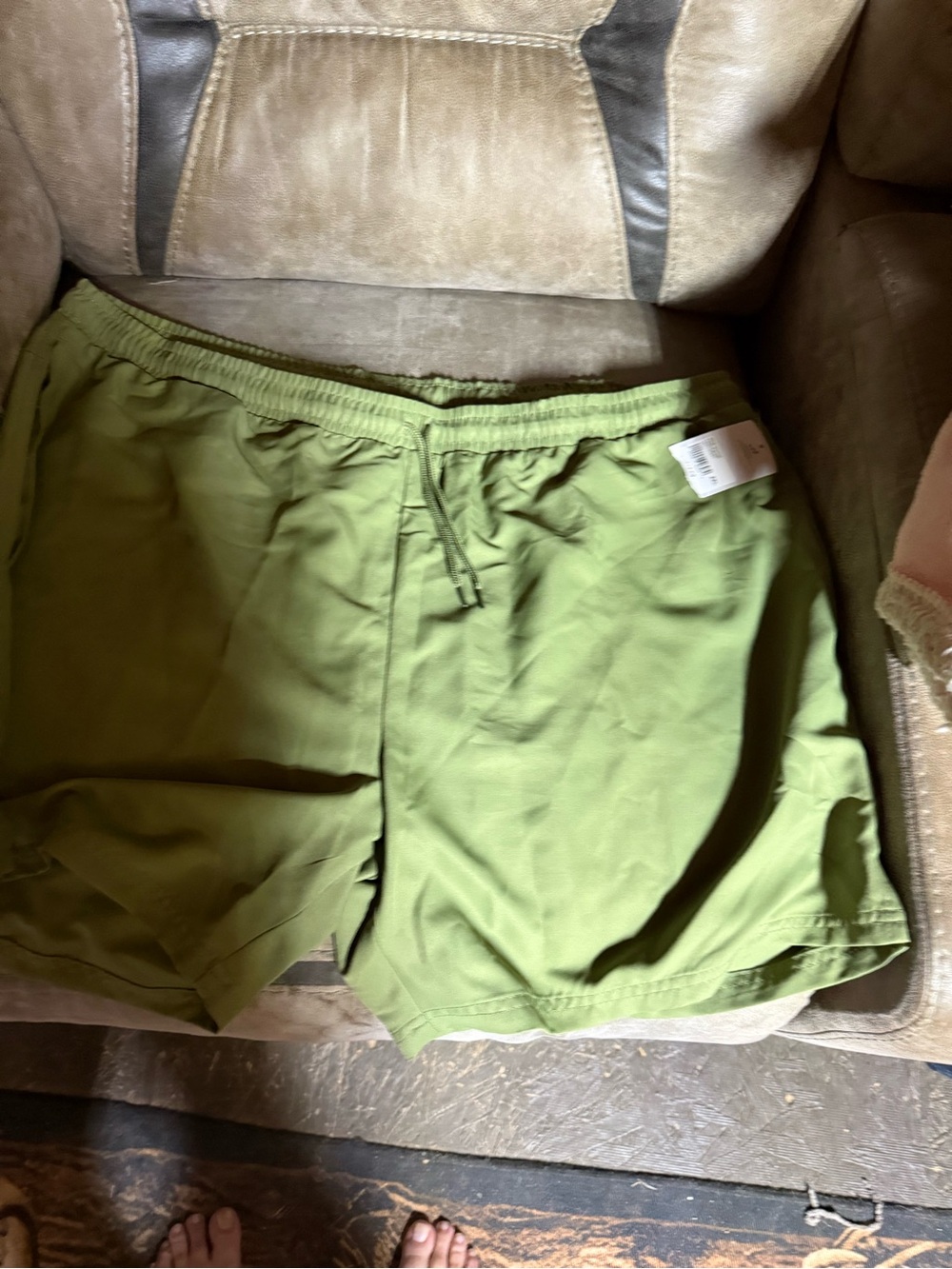 bcg Olive Green Elastic Waist Shorts